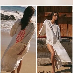 Free People White and Red Swim Cover-Up